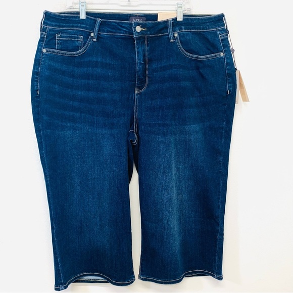 NYDJ Wide Leg Pedal Jeans 18W  Capri Blue Crop Lift Tuck Stretch Casual Workwear - Picture 1 of 10